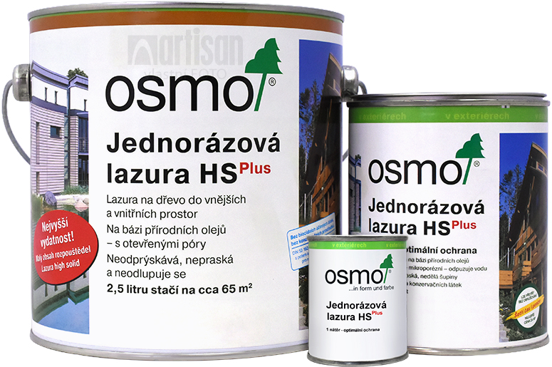 OSMO Jednorazová lazúra HS Plus v balení 0.125 l, 0.75 l a 2,5 l