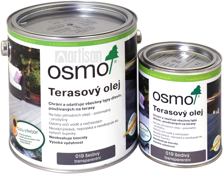 OSMO Terasový olej - veľkosť balenia 0.005 l, 0.125 l, 0.750 l a 2.5 l.