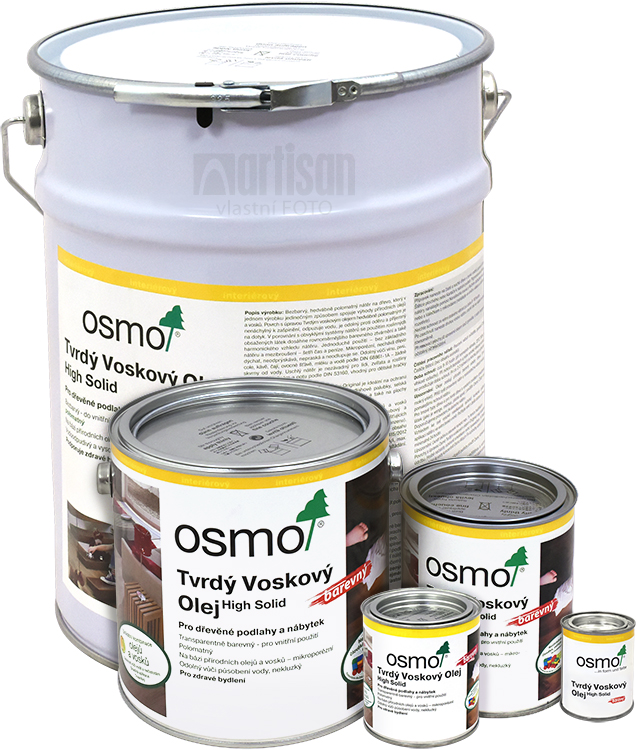 OSMO Tvrdý voskový olej barevný v balení 0.125 l, 0.375 l, 0.75 l, 2.5 l a 10 l
