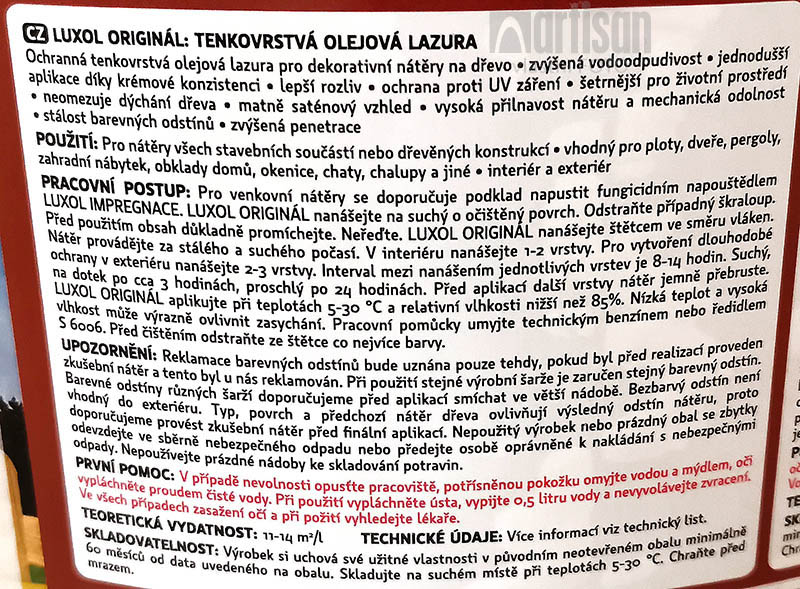 LUXOL Originál - dekoratívna tenkovrstvová lazúra na drevo 10 l Eben