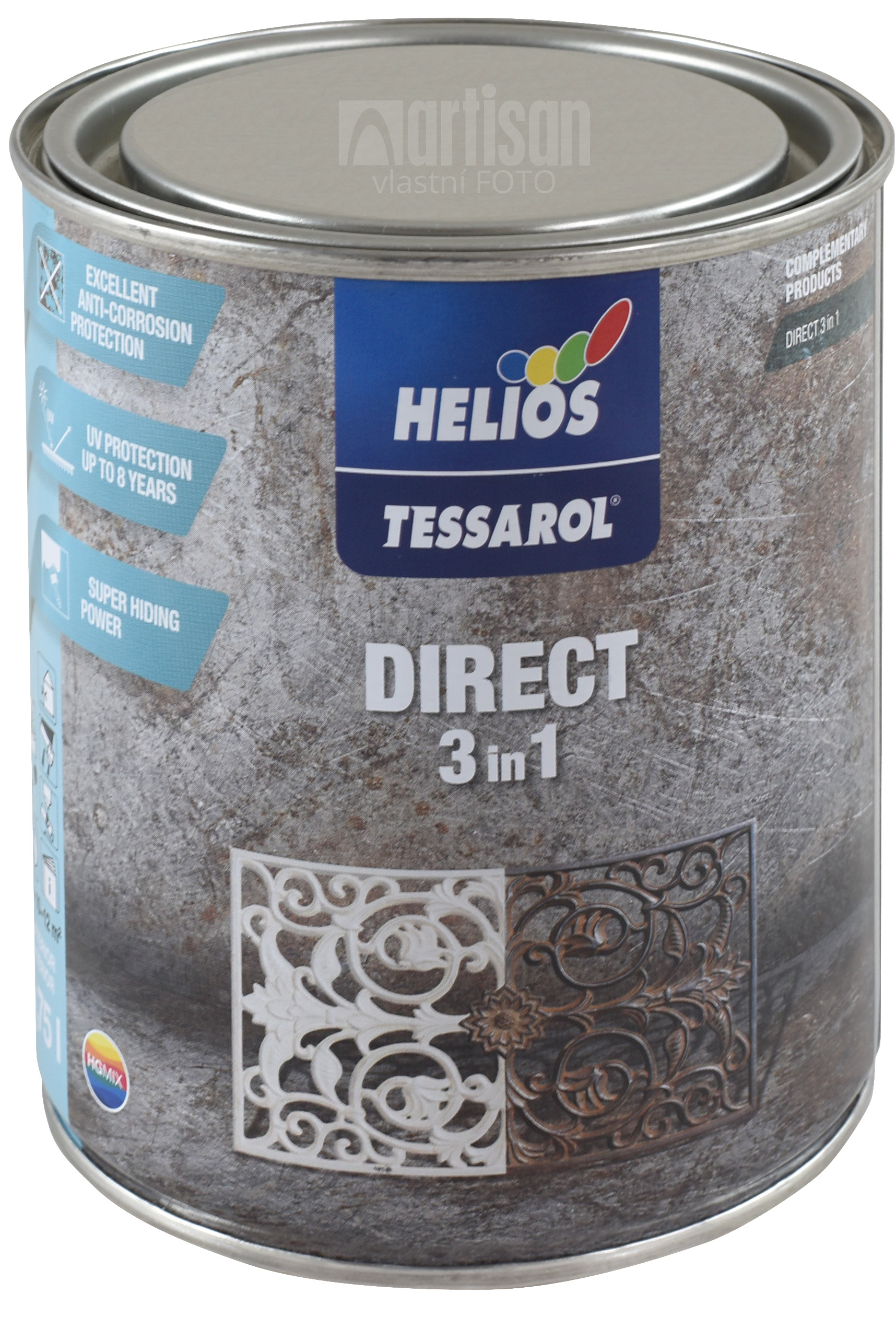 TESSAROL Direct 3in1 - antikorózna farba na kov 0.75 l Červenohnedá