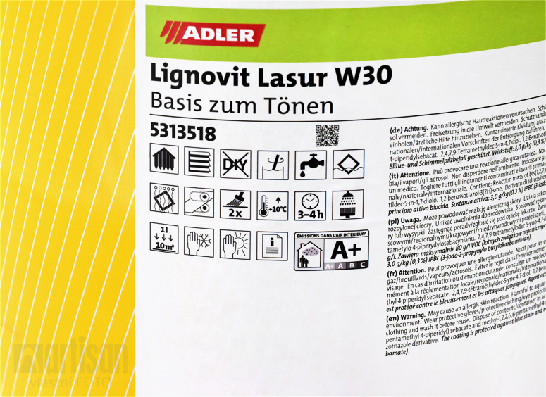 ADLER Lignovit Lasur - vodou riediteľná lazúra na drevo v exteriéri 22 l Pieskovo béžová 53155