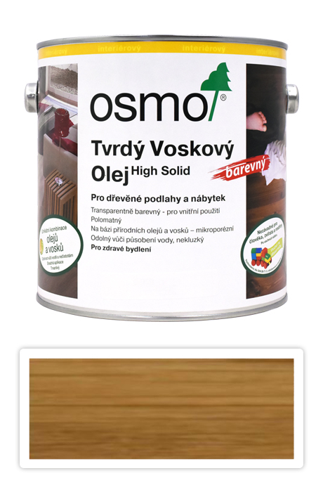 OSMO Tvrdý voskový olej farebný pre interiéry 2.5 l Med 3071