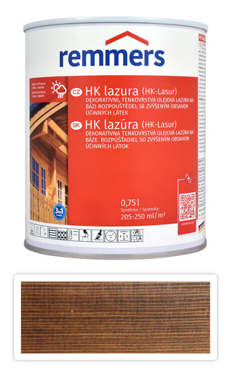 REMMERS HK lazúra - ochranná lazúra na drevo pre exteriér 0.75 l Palisander
