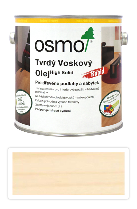 OSMO Tvrdý voskový olej Rapid pre interiéry 2.5 l Biely 3240