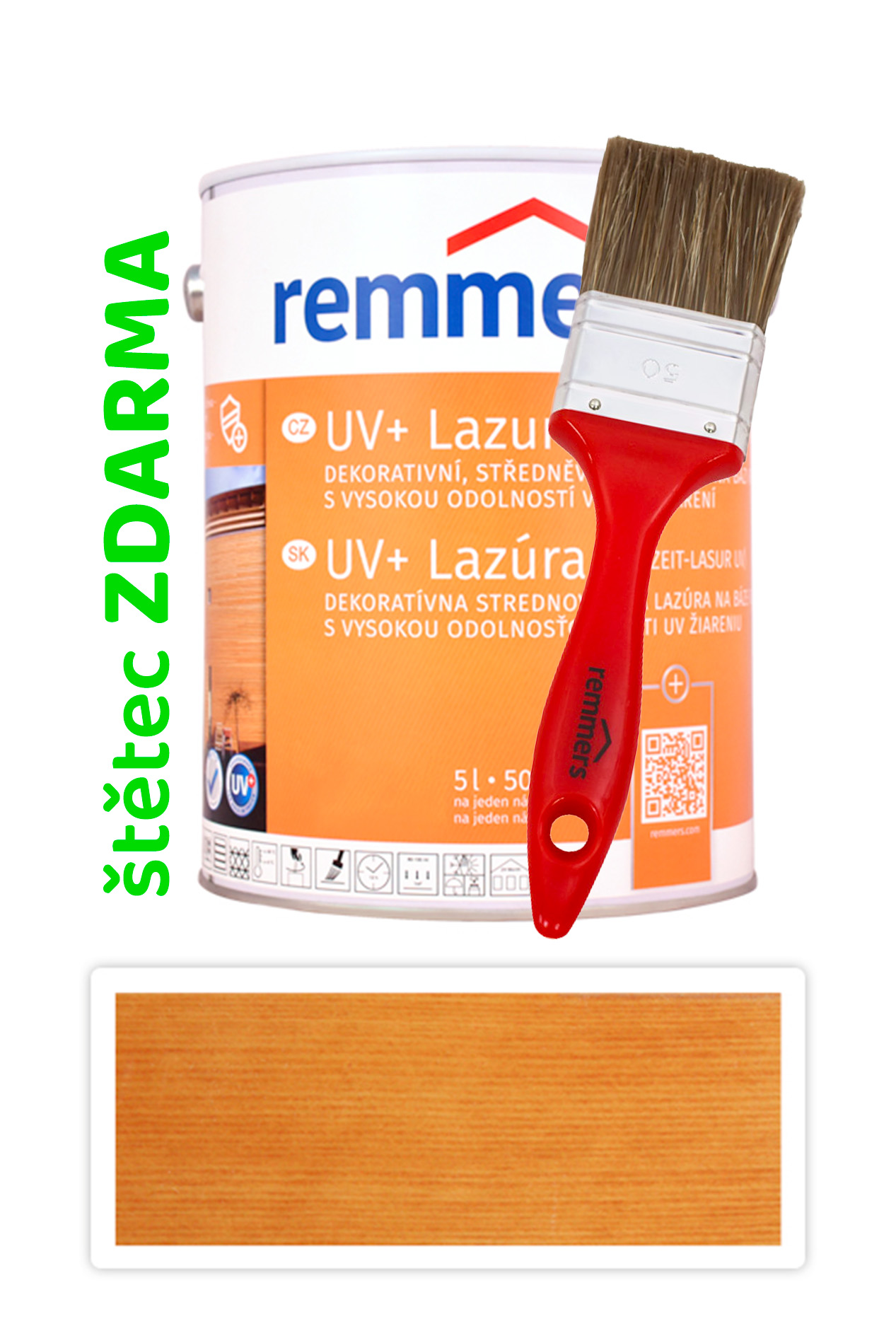 REMMERS UV+ Lazúra - dekoratívna lazúra na drevo 5 l Pínia