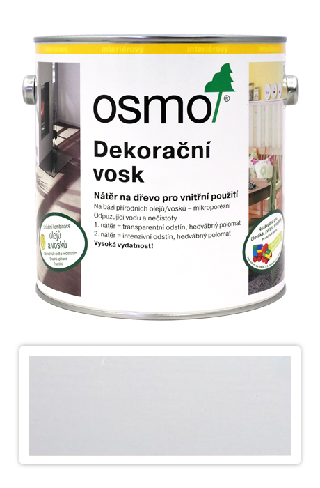 OSMO Dekoračný vosk intenzívne odtiene 2.5 l Biely mat 3186