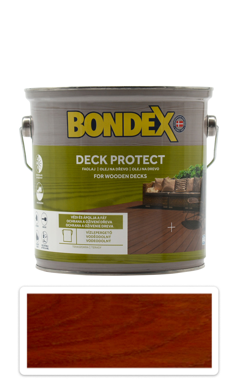 BONDEX Deck Protect - ochranný syntetický olej na drevo v exteriéri 2.5 l Červený mahagón