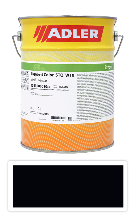 ADLER Lignovit Color - vodou riediteľná krycia farba 4 l Tiefschwarz / Čierna RAL 9005