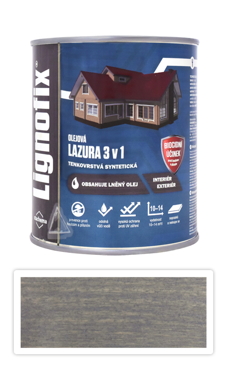 Lignofix LAZÚRA 3v1 - olejová lazúra s biocidom 0.6 l Antik sivá