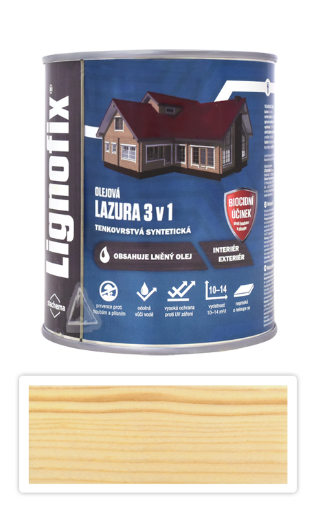 Lignofix LAZÚRA 3v1 - olejová lazúra s biocidom 0.6 l Bezfarebná