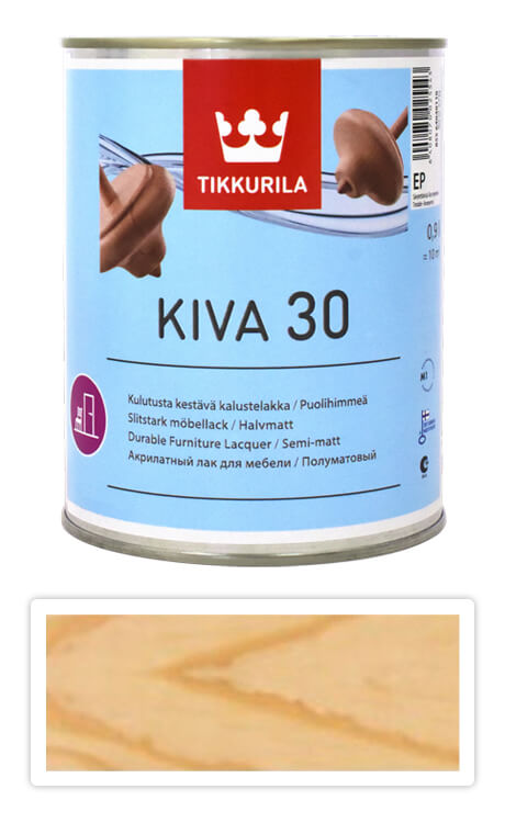 TIKKURILA Kiva 30 - vodouriediteľný lak 0.9 l Bezfarebný polomatný