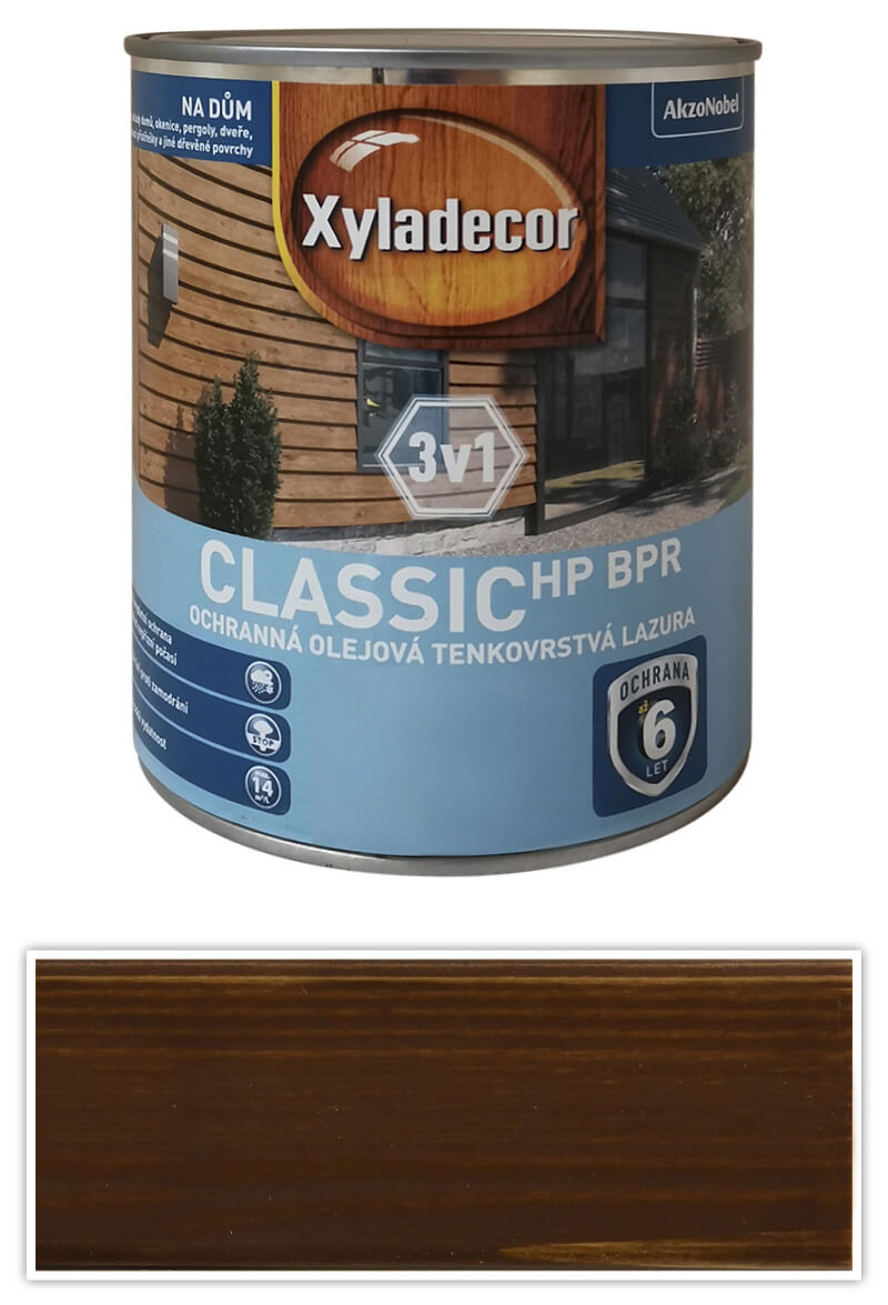 XYLADECOR Classic HP BPR 3v1 - ochranná olejová tenkovrstvová lazúra na drevo 0.75 l Orech