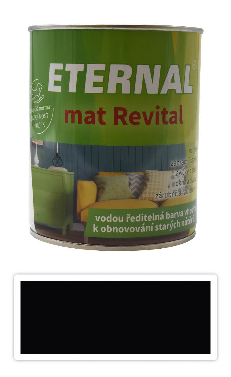 ETERNAL mat Revital - univerzálna vodou riediteľná akrylátová farba 0.7 l Čierna RAL 9005
