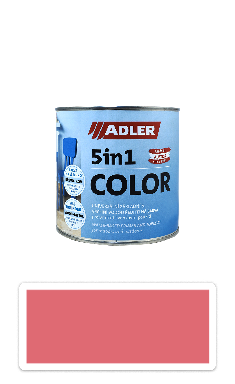 ADLER 5in1 Color - univerzálna vodou riediteľná farba 0.75 l Altrosa / Staroružová RAL 3014