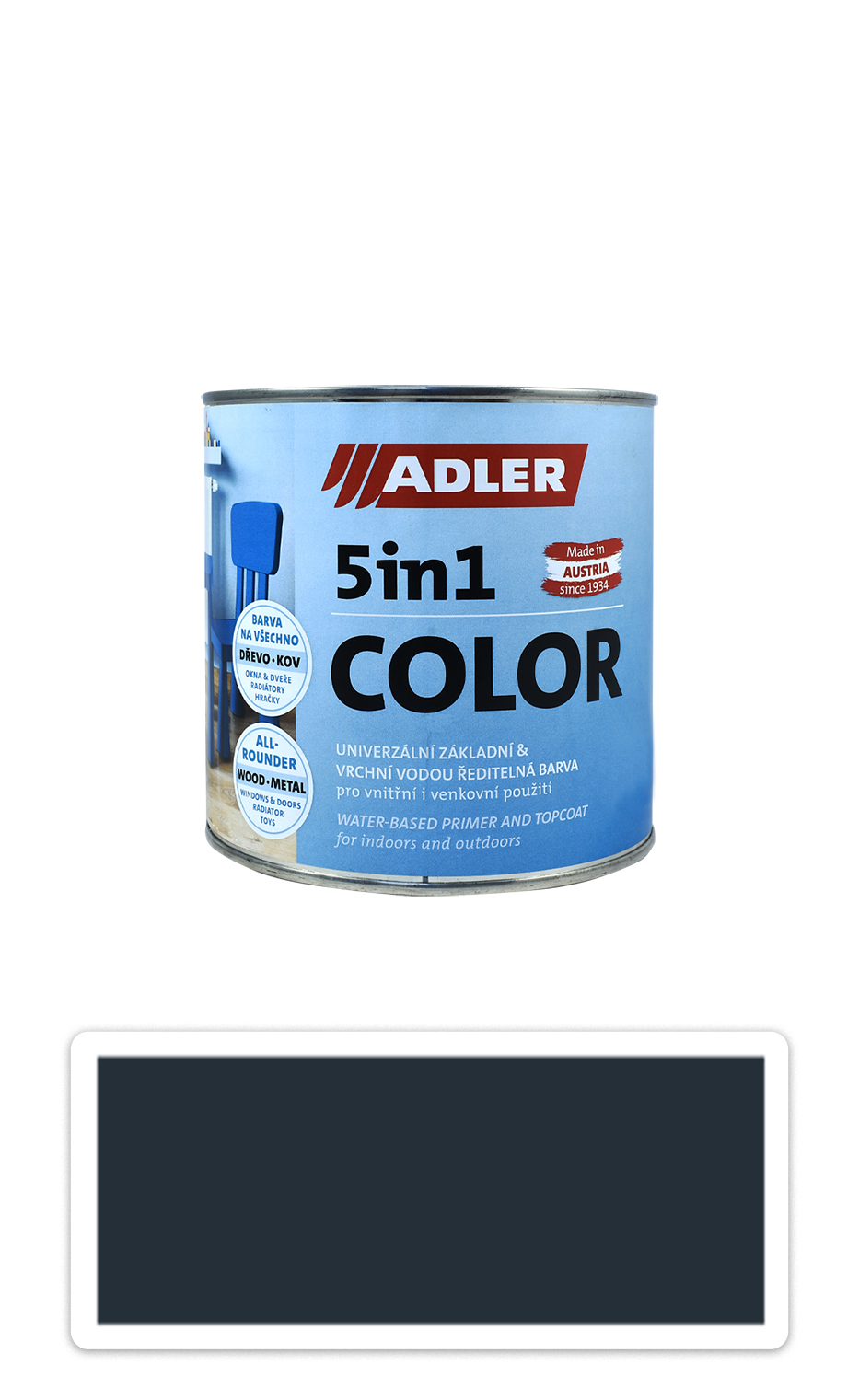 ADLER 5in1 Color - univerzálna vodou riediteľná farba 0.75 l Anthrazitgrau / Antracitovo šedá RAL 7016