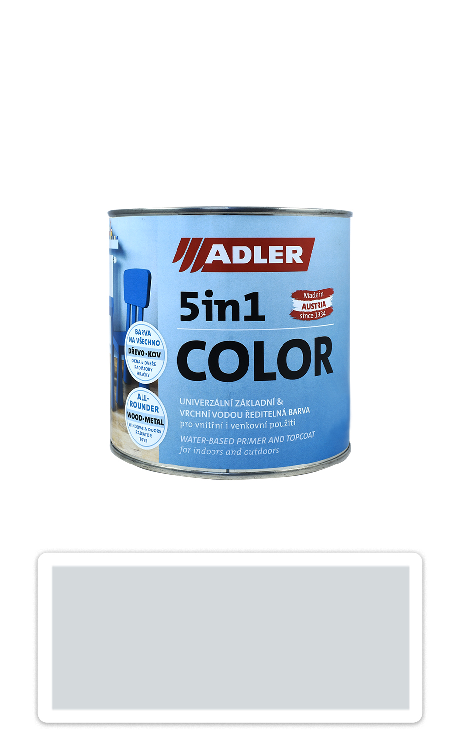 ADLER 5in1 Color - univerzálna vodou riediteľná farba 0.75 l Lichtgrau / Svetlo šedá RAL 7035