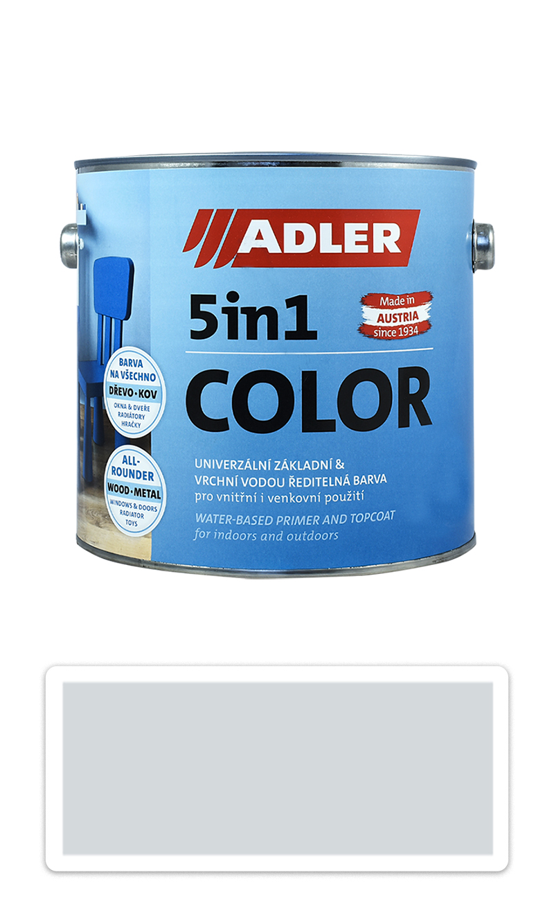 ADLER 5in1 Color - univerzálna vodou riediteľná farba 2.5 l Lichtgrau / Svetlo šedá RAL 7035