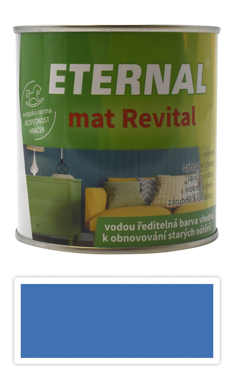 ETERNAL mat Revital - univerzálna vodou riediteľná akrylátová farba 0.35 l Modrá RAL 5015