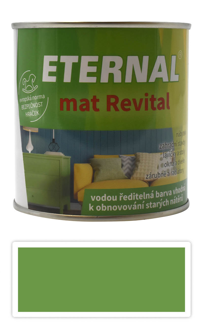 ETERNAL mat Revital - univerzálna vodou riediteľná akrylátová farba 0.35 l Žltozelená RAL 6018