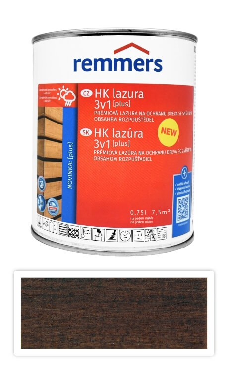 REMMERS HK lazúra 3v1 Plus - ochranná lazúra na drevo pre exteriér 0.75 l Palisander