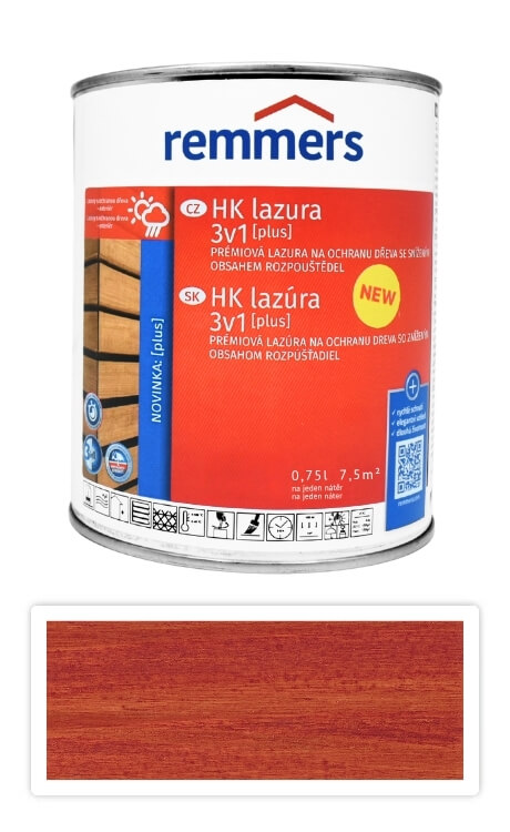 REMMERS HK lazúra 3v1 Plus - ochranná lazúra na drevo pre exteriér 0.75 l Mahagón
