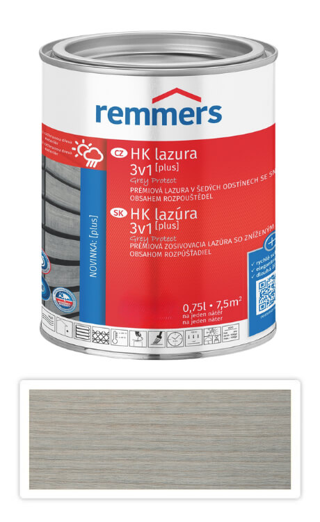 REMMERS HK lazúra Grey Protect Plus - ochranná lazúra na drevo pre exteriér 0.75 l Strieborná sivá