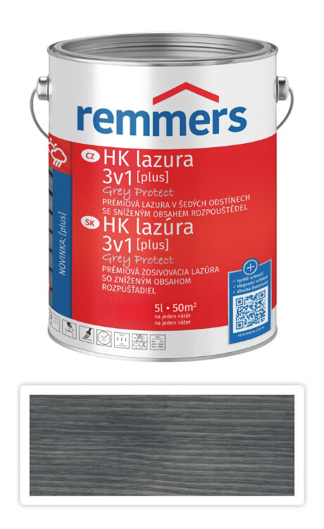 REMMERS HK lazúra Grey Protect Plus - ochranná lazúra na drevo pre exteriér 5 l Antracitová sivá