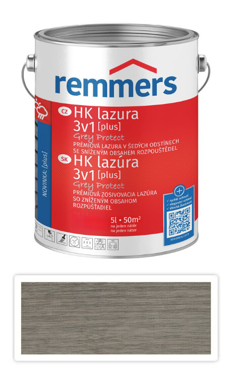 E-shop REMMERS HK lazúra Grey Protect Plus - ochranná lazúra na drevo pre exteriér 5 l Grafitová sivá