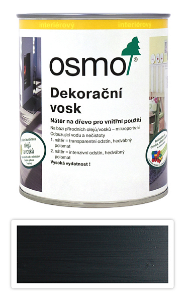OSMO Dekoračný vosk intenzívne odtiene 0.75 l Čierny 3169