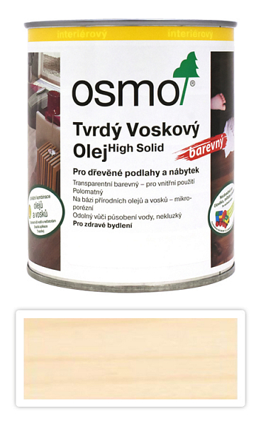 OSMO Tvrdý voskový olej farebný pre interiéry 0.75 l Biely 3040