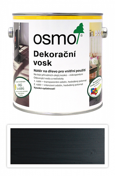 OSMO Dekoračný vosk intenzívne odtiene 2.5 l Čierny 3169