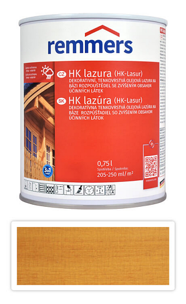 REMMERS HK lazúra - ochranná lazúra na drevo pre exteriér 0.75 l Dub rustikálny