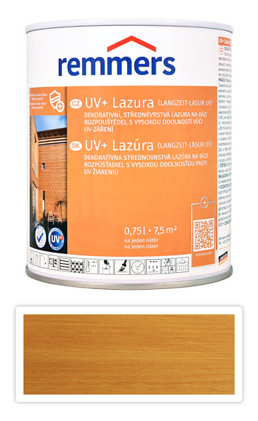 REMMERS UV+ Lazúra - dekoratívna lazúra na drevo 0.75 l Dub svetlý