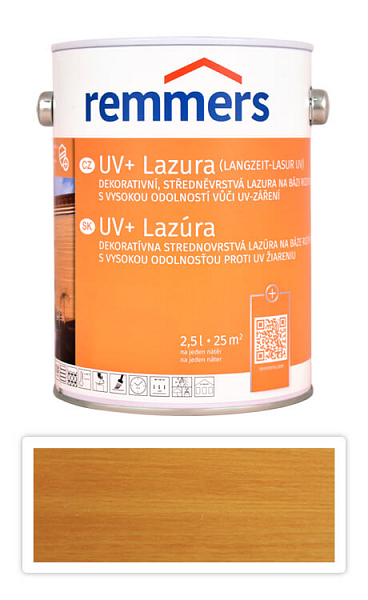 REMMERS UV+ Lazúra - dekoratívna lazúra na drevo 2.5 l Dub svetlý