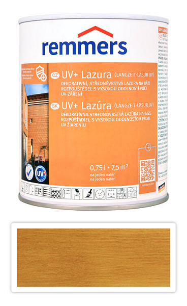 REMMERS UV+ Lazúra - dekoratívna lazúra na drevo 0.75 l Dub rustikálny