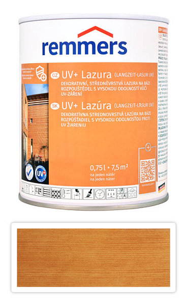 REMMERS UV+ Lazúra - dekoratívna lazúra na drevo 0.75 l Pínia