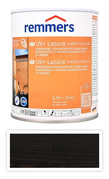REMMERS UV+ Lazúra - dekoratívna lazúra na drevo 0.75 l Eben