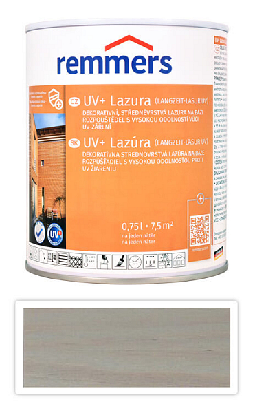 REMMERS UV+ Lazúra - dekoratívna lazúra na drevo 0.75 l Striebornosivá