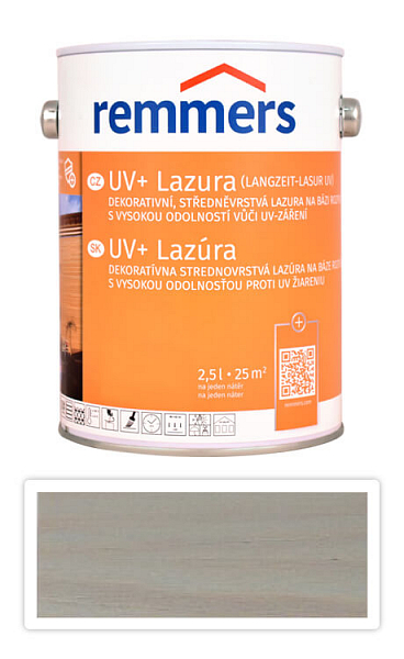 REMMERS UV+ Lazúra - dekoratívna lazúra na drevo 2.5 l Striebornosivá