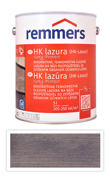 REMMERS HK lazúra Grey Protect - ochranná lazúra na drevo pre exteriér 5 l Erzgrau / Kovová FT 46215