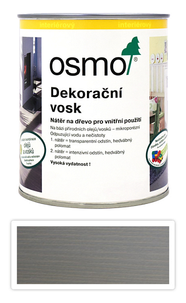 OSMO Dekoračný vosk transparentný  0.75 l Hodvábno sivý 3119