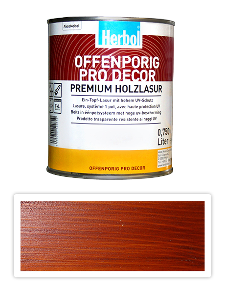 HERBOL Offenporig Pro Decor - univerzálna lazúra na drevo 0.75 l Mahagón 8407