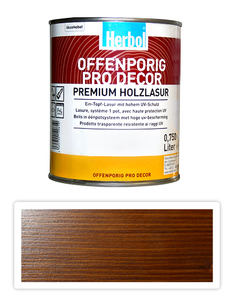 HERBOL Offenporig Pro Decor - univerzálna lazúra na drevo 0.75 l Orech 8405