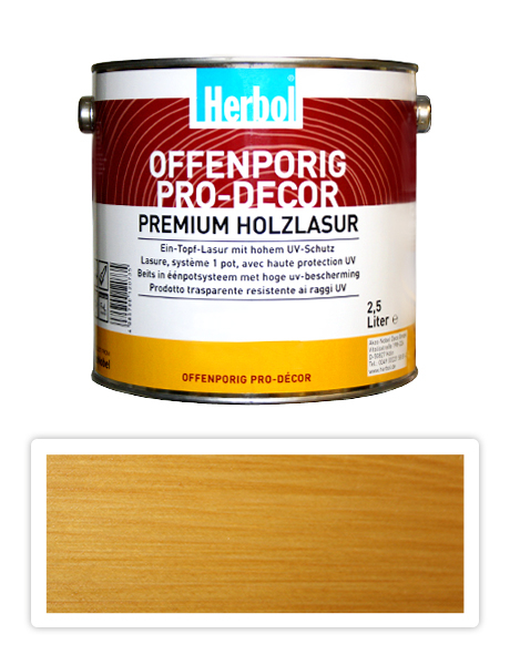 HERBOL Offenporig Pro Decor - univerzálna lazúra na drevo 2.5 l Svetlý dub 1401