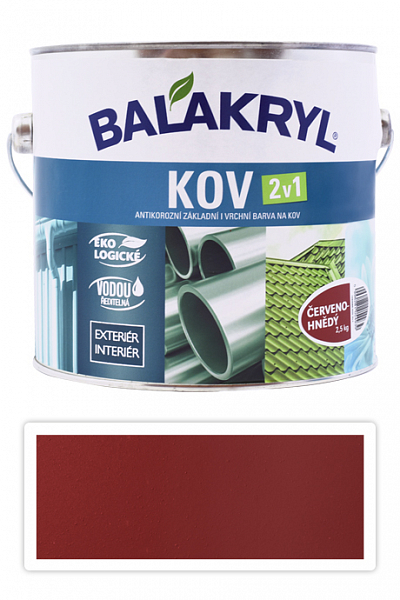 BALAKRYL Kov 2v1 - vodou riediteľná antikorózna farba na kov 2.5 l Červenohnedá 0840