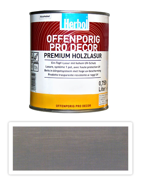 HERBOL Offenporig Pro Decor - univerzálna lazúra na dřevo 0.75 l Stredne sivá