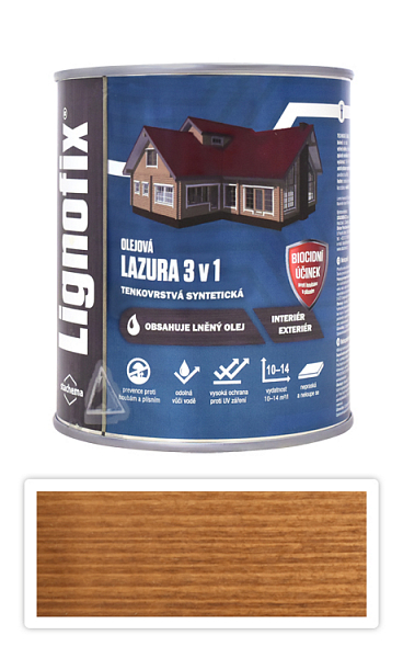 Lignofix LAZÚRA 3v1 - olejová lazúra s biocidom 0.6 l Zlatý dub