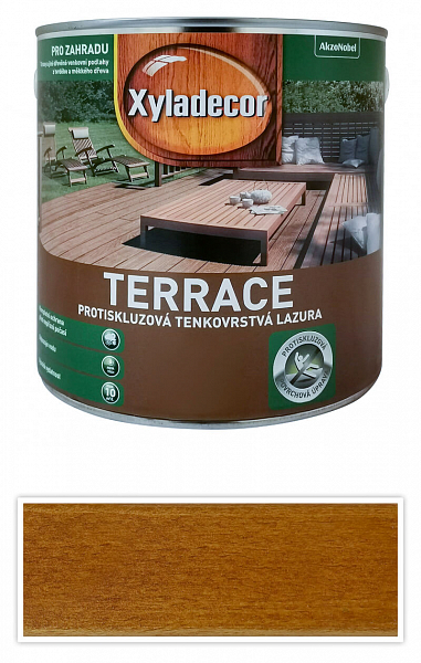 XYLADECOR Terrace - protišmyková tenkovrstvová lazúra na drevené terasy 2.5 l Borovica