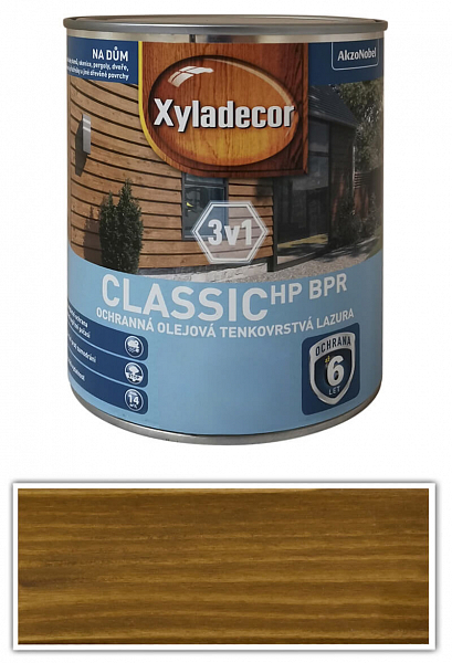 XYLADECOR Classic HP BPR 3v1 - ochranná olejová tenkovrstvová lazúra na drevo 0.75 l Dub